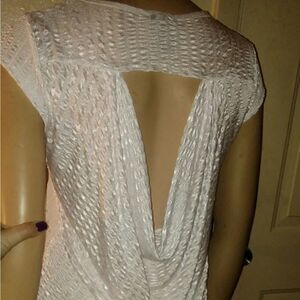 White silky, backless LOVE shirt, size XL